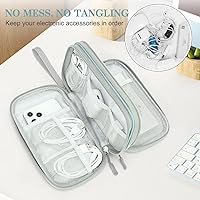 Vista 5 de FYY Organizador para cosas electrónicas, para viajes, para cables, cargadores, celular y auriculares, estuche portátil, impermeable, doble capa