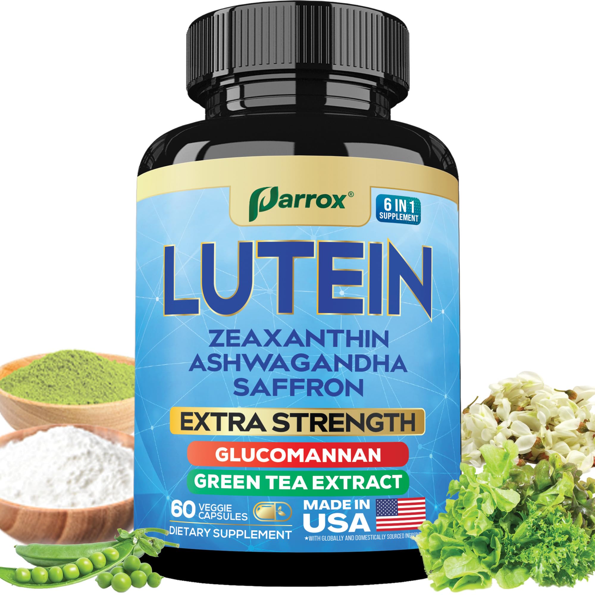 Lutein & Zeaxanthin Eye Vitamins for Adults, Vision Support, 60 Capsules 60 Count (Pack of 1)