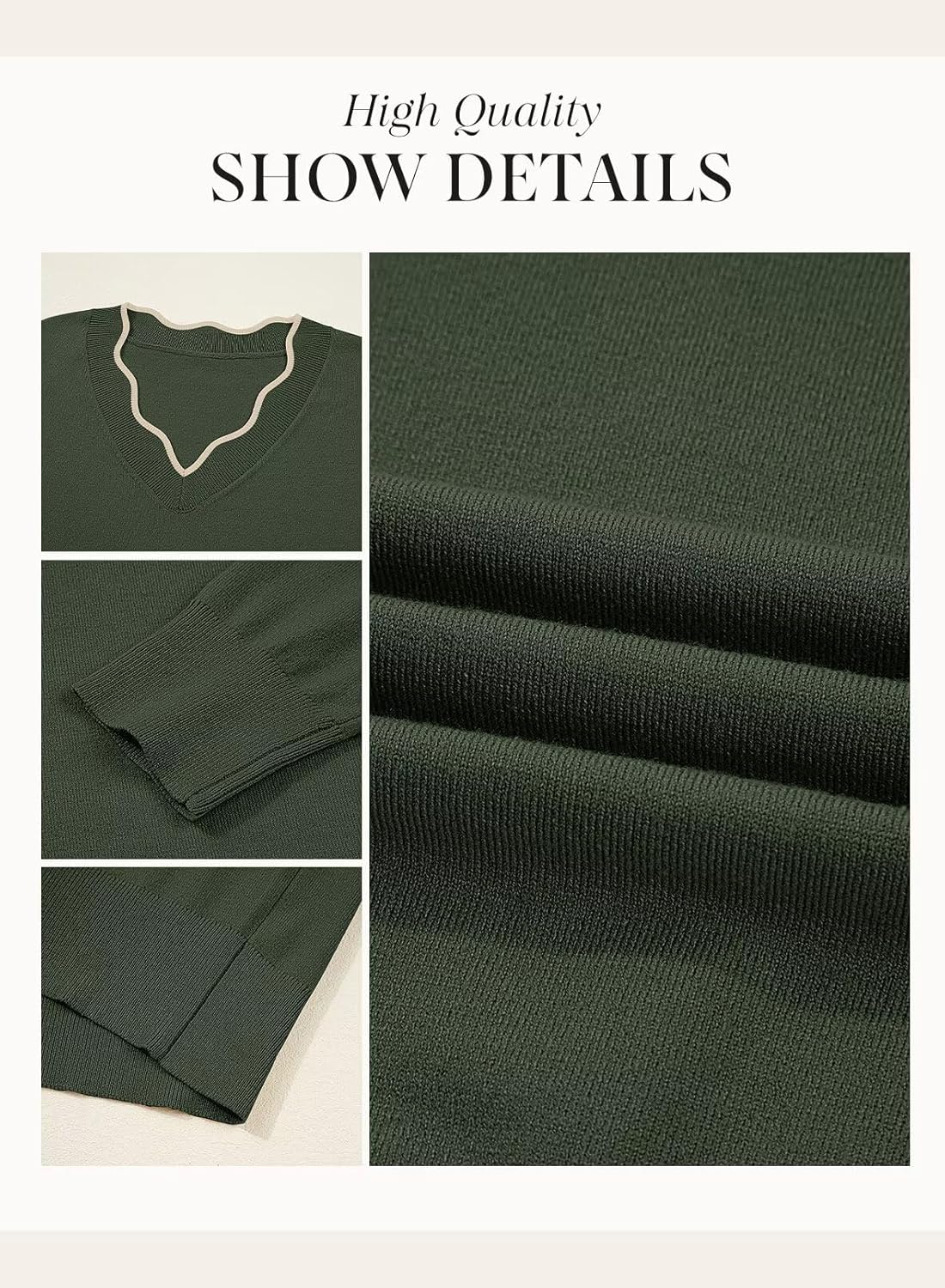 Dokotoo Women's Sweaters Casual V Neck Long Sleeve Lightweight Sweaters Loose Solid Tops Pullover Sweater - Image 5