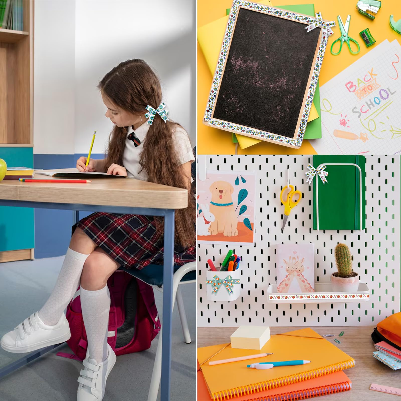 Ripsbänder Für Schulanfang – Mit ABC & Apfel-Muster, 3 Rollen (13,7 M Gesamt)