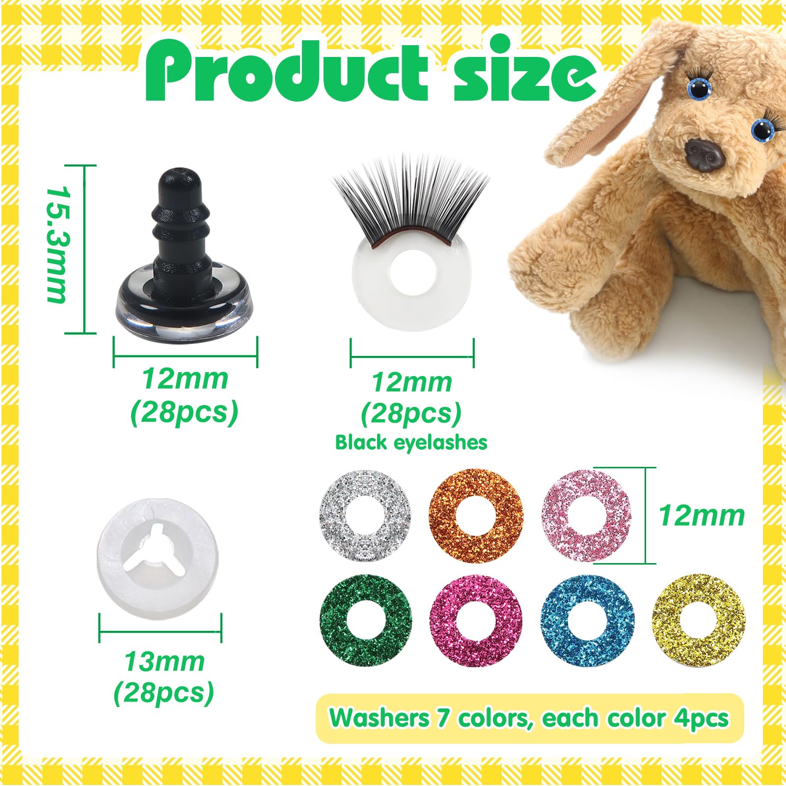 TOAOB 100pcs Yeux De Sécurité Et Nez De Sécurité 6 Couleurs Ronds En