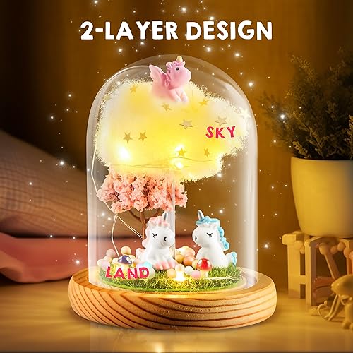 Miniatura 2 de JOYIN Luz nocturna de unicornio de 2 capas, regalos de manualidades de cumpleaños para niñas y niños, kit de terrario de unicornios para niños,