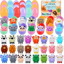 24 Pack Prefilled Easter Eggs with Animal Pop Toys, Filled Easter Eggs for Egg Hunt, Easter Basket Stuffers for Kids,Easter Party Favors Prizes, Prefilled Easter Egg with Toys