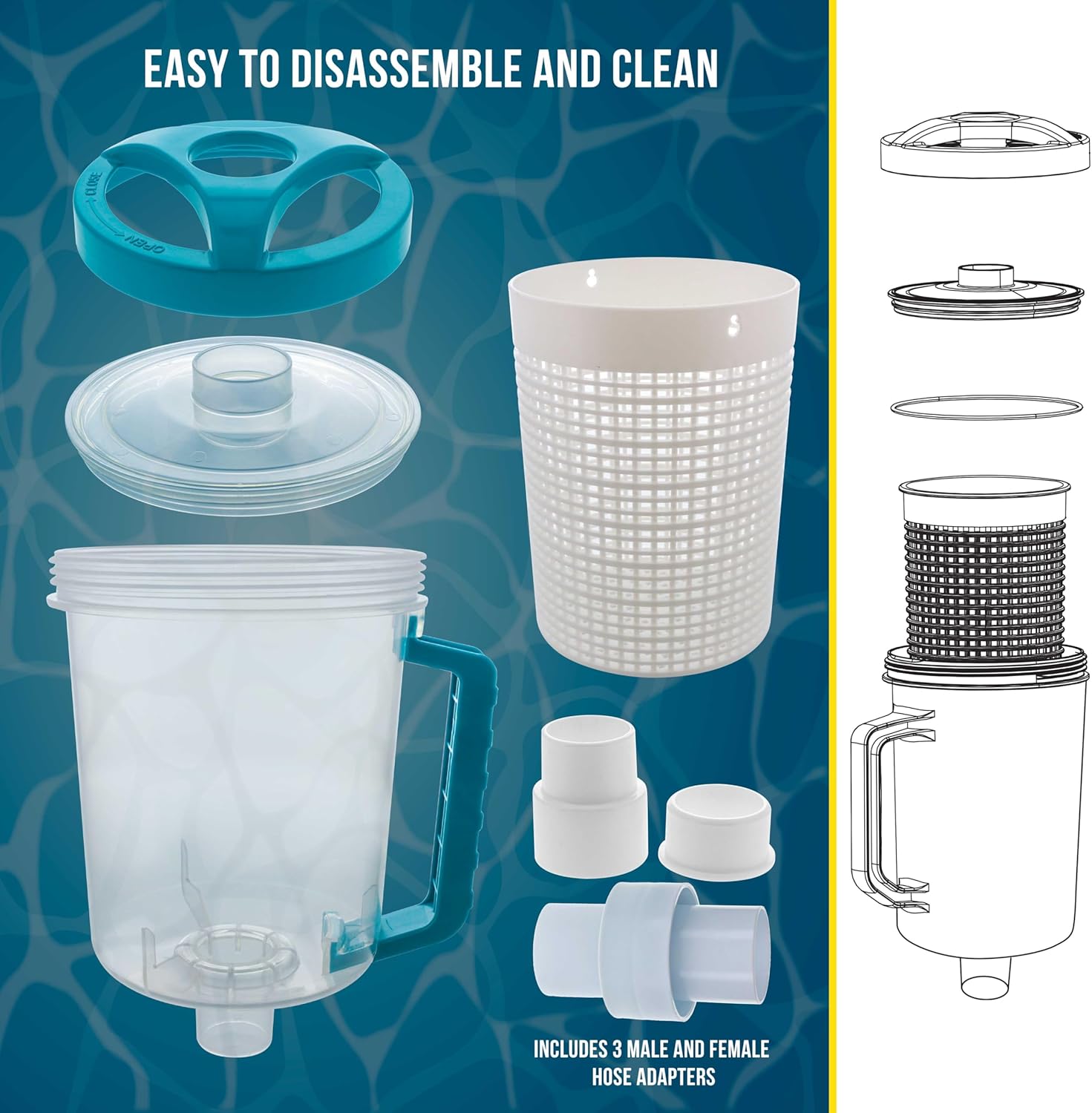 U.S. Pool Supply Pool Leaf Catcher - Inline Pool Leaf Canister, Vacuum for Inground Cleaner - Cleaning Filter Basket & Mesh Bag, Catch Leaves Debris, Compatible Replacement Part for Most Brands