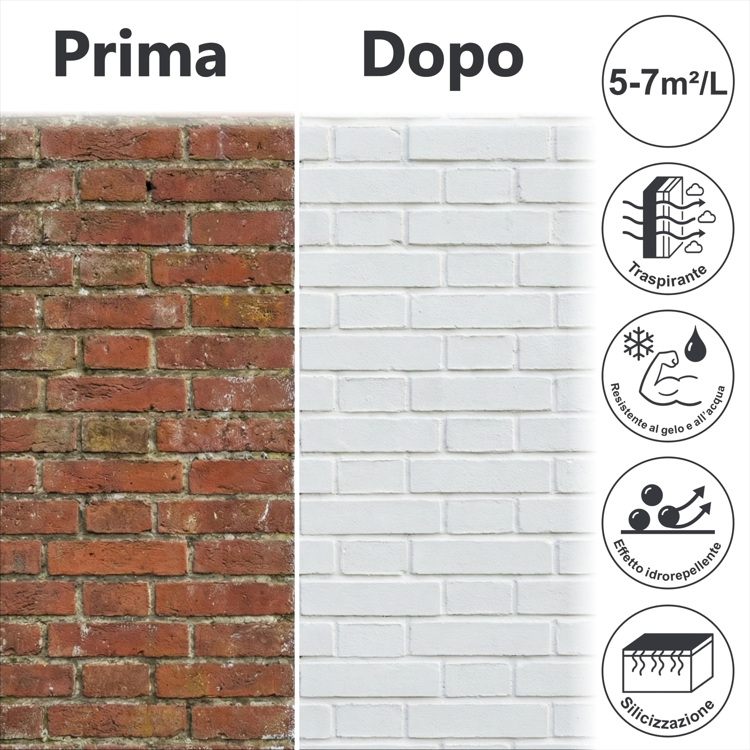 WO-WE Nano Pittura per Facciata Vernice Pareti Esterna W520 Grigio luce Simile a RAL 7035-5L