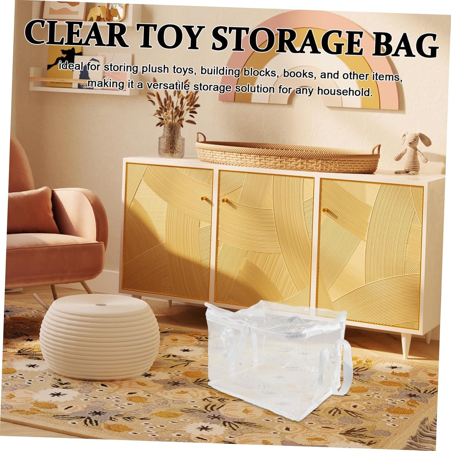 Toy Organizer Storage Kids' Playroom Bins with Zipper for Blocks Books