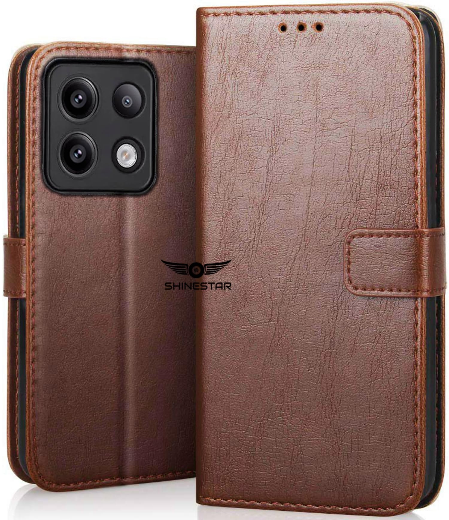SHINESTAR Redmi Note 13 Pro 5G Flip Back Cover | PU Leather Flip Cover Wallet Case with TPU Silicone Case Back Cover for Redmi Note 13 Pro 5G - Classic Brown (B0CRPMYT29) Amazon Price History, Amazon Price Tracker