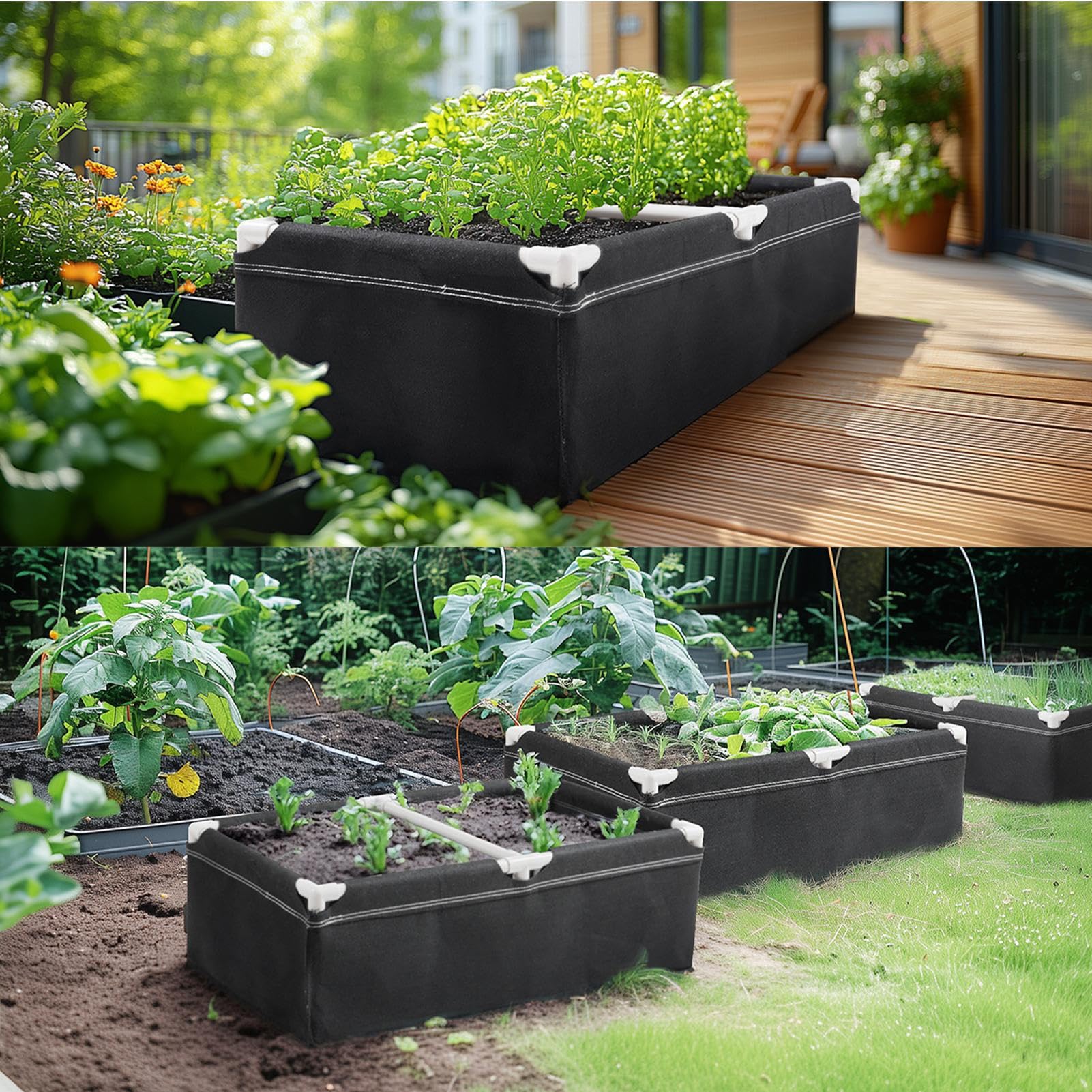 Saco de Plantas Para Camas De Cultivo, Maceta Rectangular De Horticultura | Camas Elevadas De Horticultura Con, Para Tomates, Patatas, Flores Zanahorias, Fresa Pimiento Pepino
