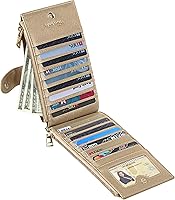 Vista 7 de Travelambo - Billetera con interferencia de radiofrecuencia (RFID) para mujer, tamaño grande, plegable, para varias tarjetas, con cremallera