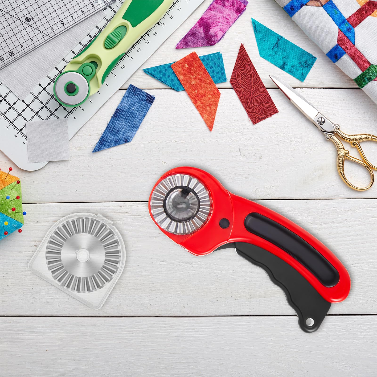 AUTOTOOLHOME 45mm Wavy Rotary Cutter 10pc Pinking Circular Refill Blades Fabric Paper Cutters Cutting Knife Patchwork Leather Sewing Tool AUTOTOOLHOME 45mm Wavy Rotary Cutter 10pc Pinking Circular Refill Blades Fabric Paper Cutters Cutting Knife Patchwork Leather Sewing Tool
