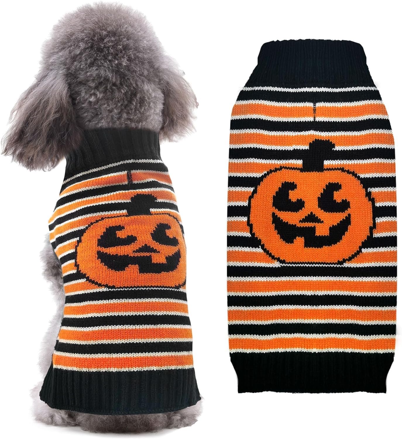PETCARE Halloween Pet Dog Sweater Pumpkin Striped Knit Jumper Clothes For Dogs Pets Costume Holiday Party for Cat and Puppy(Striped,L)