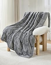 Ultra-Soft 15lb Weighted Blanket for Adults, Plush Sherpa Fleece Reversible Weighted Throw Comfort for Relaxation & Cozy Evenings, Hug-Like Security, Evenly Distributed, W48 x L72, Grey