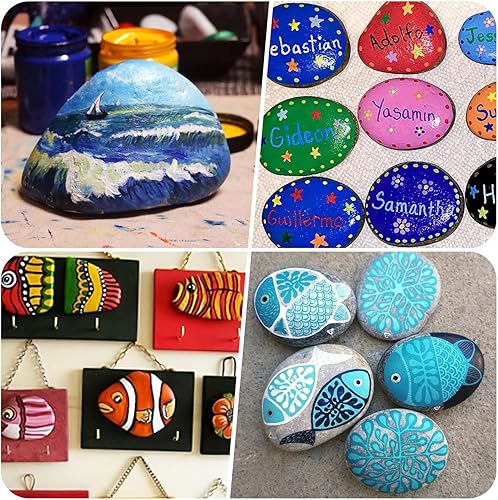 Miniatura 7 de River Rocks para pintar, 12 piezas grandes de 3.5 a 5 pulgadas, piedras planas y lisas para pintar para niños, manualidades, pintura a granel