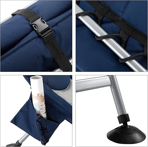 Miniatura 5 de AbocoFur Cuna de camping plegable portátil para adultos de 500 libras cama de dormir ajustable con marco de acero fuerte y tela Oxford 600D