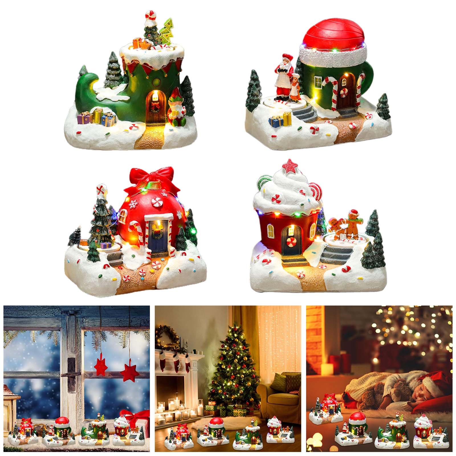 Figura decorativa giratoria de resina para decoración de escritorio con luz LED
