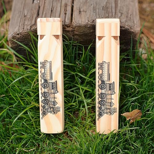 Miniatura 3 de 8 piezas de juguete musical de silbato de tren de madera para niños (4 tonos)