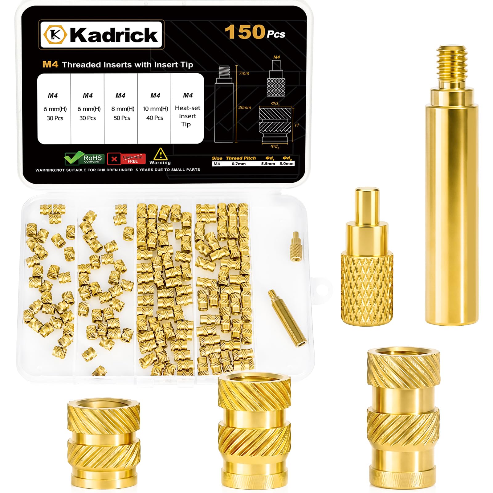 M4 Heat Set Threaded Inserts - 150 Pack -1