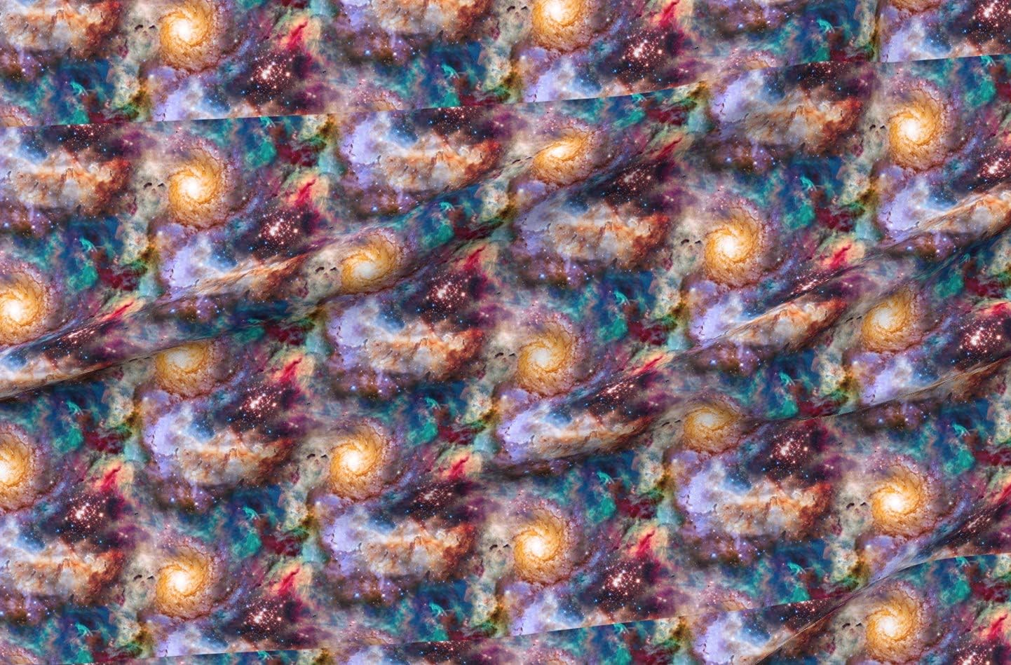 Spoonflower Fabric - Galaxy Nebula Space Stars Abstract Galactic Printed on Petal Signature Cotton Fabric Fat Quarter - Sewing Quilting Apparel Crafts Decor