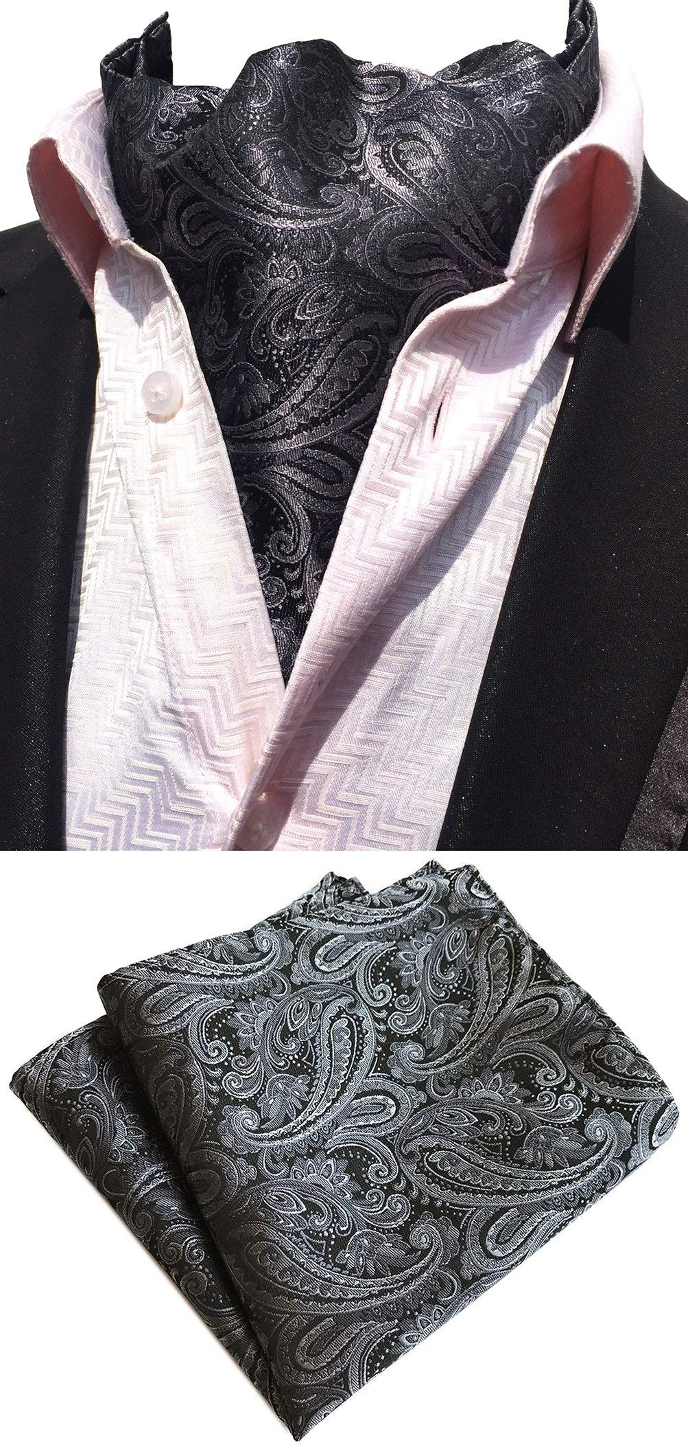 MOHSLEE Mens Luxury Paisley 3 Pack Cravat Silk Ascot Scarf Tie Pocket