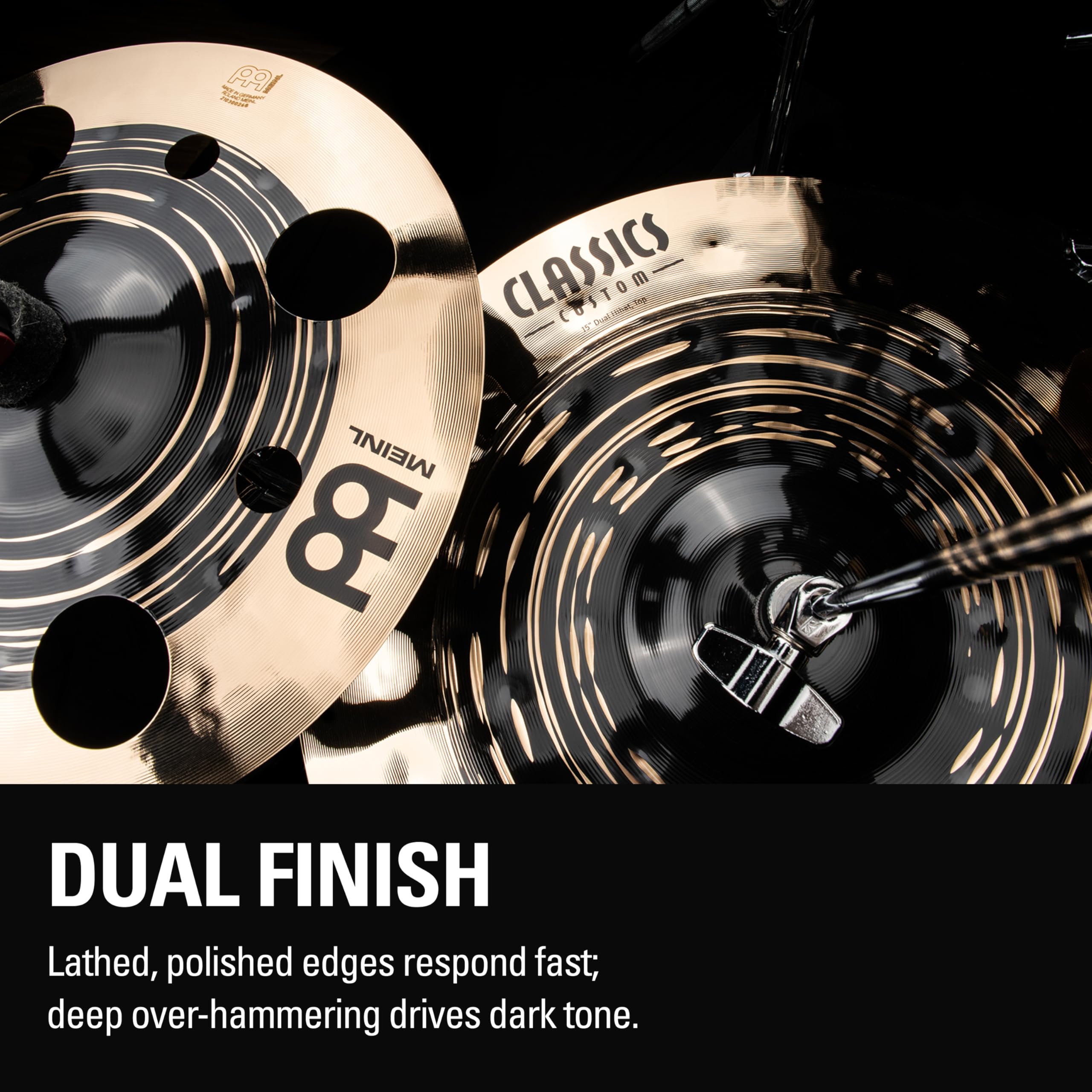 Meinl Cymbals Classics Custom Dual Cymbales Hihat 15 pouces (Vidéo) pour Batterie (38,10cm) Bronze B12, Deux Finitions - Fabriquées en Allemagne (CC15DUH)