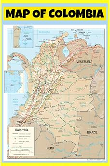 Map Of Colombia - 36x54 - Wall Map Poster for Homes, Classrooms and Offices - Vivid Colors, Easy to Read, Clean Layout