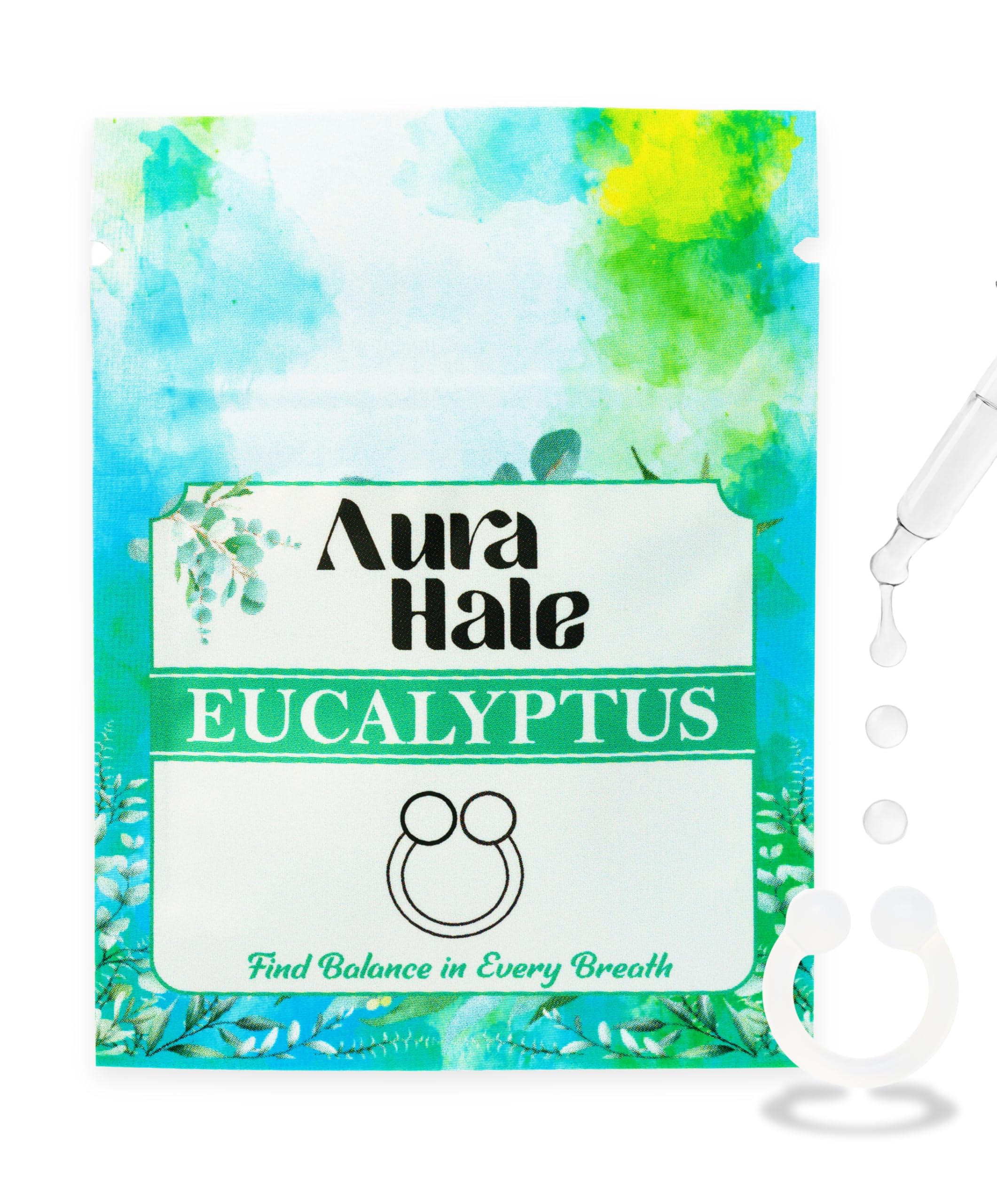 Aurahale Transparent Nasal Diffuser Ring – Eucalyptus Scent For Clear Breathing, Calm Mind & Emotional Ease | Wearable Aromatherapy | Medical-Grade Silicone | Organic Essential Oil Infused