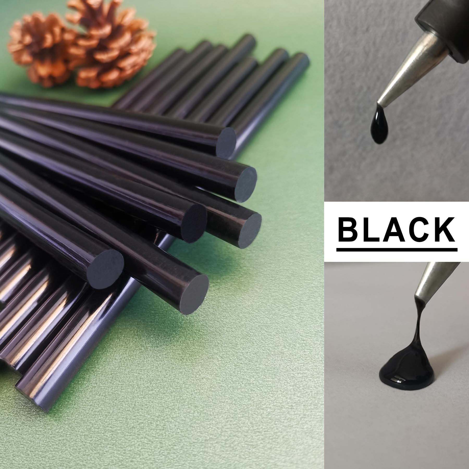 200x11mm Colla a Caldo Bastoncini Nero per Pistola Colla a Caldo - 10 Pezzi