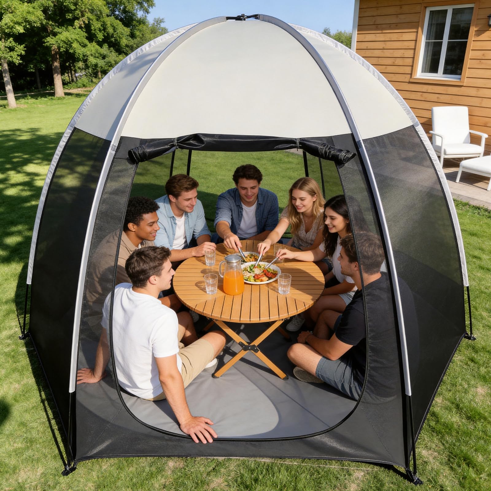 Screen House Tent Portable Canopy with Floor Mosquito Net Outdoor Room Perfect for Patio Backyard Gazebo Picnic Mesh. (10 'x10') : Patio, Lawn & Garden