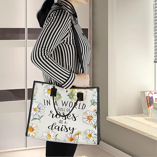 Miniatura 6 de LEVLO Bolsa de cosméticos de flores de margaritas, regalo para amantes de las margaritas, regalo en un mundo lleno de rosas, bolsa de maquillaje con