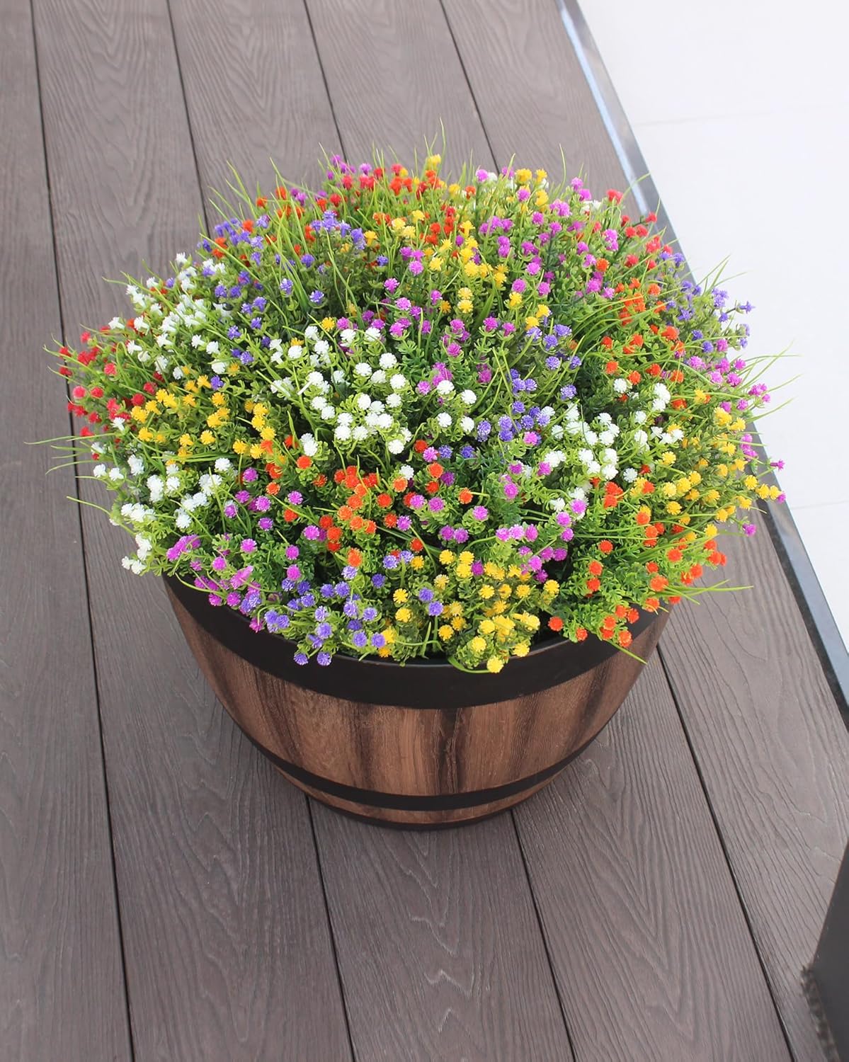JAKY-Global Faux Artificial Plants Outdoor Flowers Fake Babys Breath Spring Summer Planters Decoration 18 Bundles Gypsophila UV Resistant Realistic for Outside Home Front Porch Patio Yard Decor
