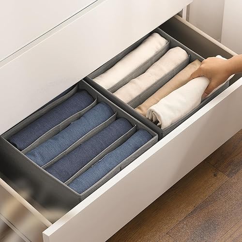 Miniatura 7 de DIMJ Organizador de ropa para armario, organizadores de cajones para ropa con 5 compartimentos, organizador de armario de tela para ropa,
