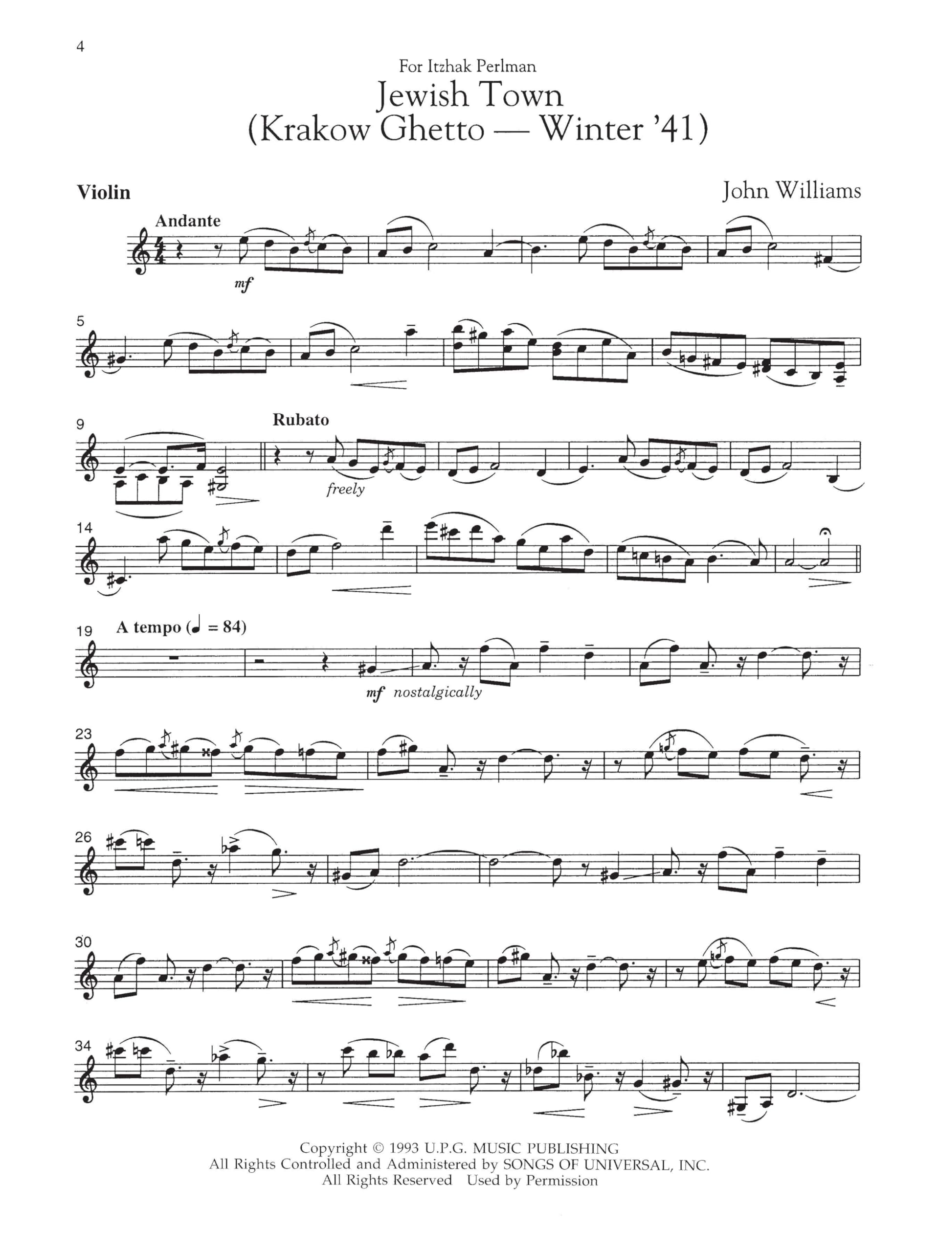 Three Pieces from Schindler's List Violin and Piano [Lingua inglese]