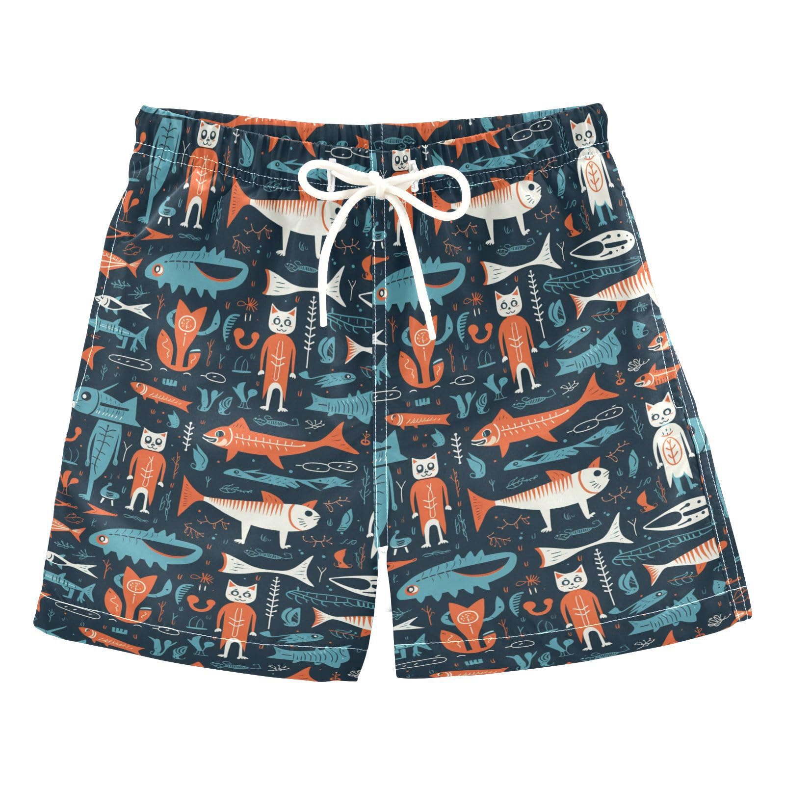 senya Fish Skull Boys Swim Trunks Toddler Shorts Swimwear Boardshorts Multicoloured