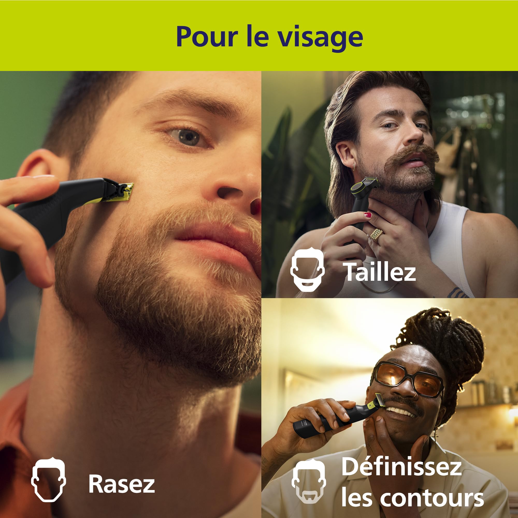 Philips OneBlade Pro 360 Authentique Visage+Corps - Tondeuse à barbe électrique, rasoir et tondeuse, 2 lames 360, 1 sabot avec 20 hauteurs de coupe, 1 kit Corps, 1 socle de charge, QP6652/35