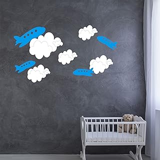 Set of Clouds airplanes Wall Decal – airplane Decal- Nursery Wall Decal - Child's Room Wall Decal – Cloud Decal – Cloud Vinyl Wall Sticker