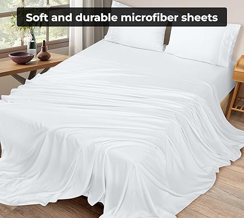 Miniatura 4 de Royale Linens Juego de 6 sábanas encimeras a granel, sábanas superiores, microfibra suave de 1800, resistente a las arrugas y a las manchas, para