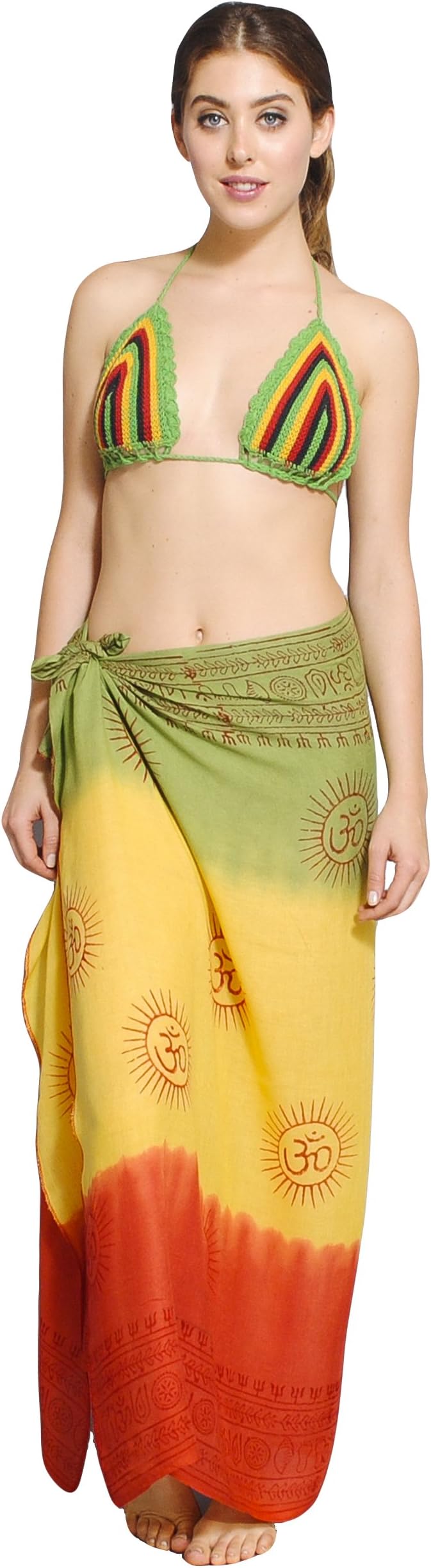Women's Om Mantra Rasta Sarong Beach Wrap Cover Up