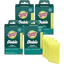 Scotch-Brite Dobie Non-Scratch All-Purpose Scrub Pads, 12 Total Pads 4 Packs of 3, Reusable Scouring Sponges for Kitchen & Bathroom, Safe on Non-Stick Cookware
