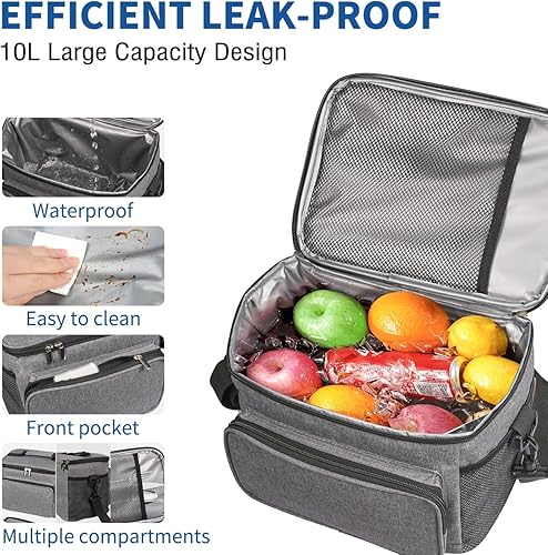 Miniatura 2 de NZOLIA Bolsa térmica grande plegable para 14 latas, bolsas aisladas a prueba de fugas con múltiples bolsillos para adultos, lonchera aislada para