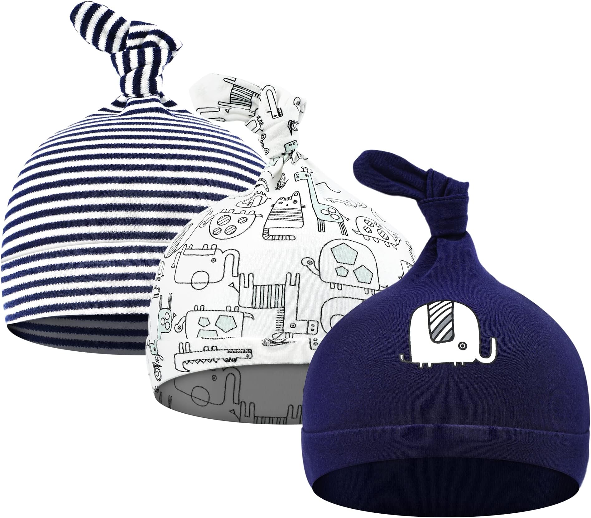 CuteOn Baby Hats,3 Pieces for Newborn Hats for Boys 0-6 Months