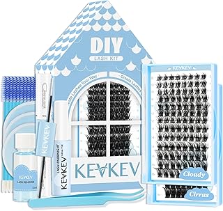 KevKev DIY Lash Extension Kit Lash Clusters Kit 2 Count Eyelash Clusters Lash Bond and Seal 7ml Overnighter Sealer Lash Remover for Lash Extension Clusters(Cloudy&Cirrus, 208 Pcs Kit)