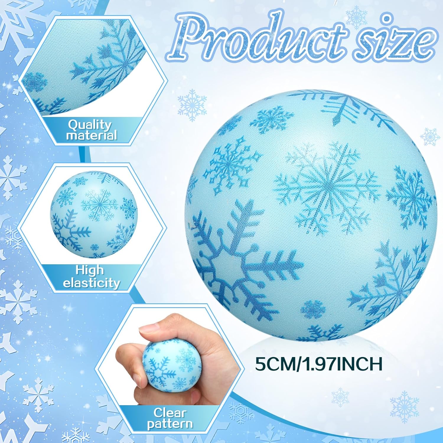 Libima 36 Pcs Snowflake Stress Balls Bulk Winter Foam Squeeze Balls 2 Inch Snowball Sensory Toys Stress Relief Snowball Toys Gifts for Winter Holiday Christmas Party Favors Bag Filler Stuffers