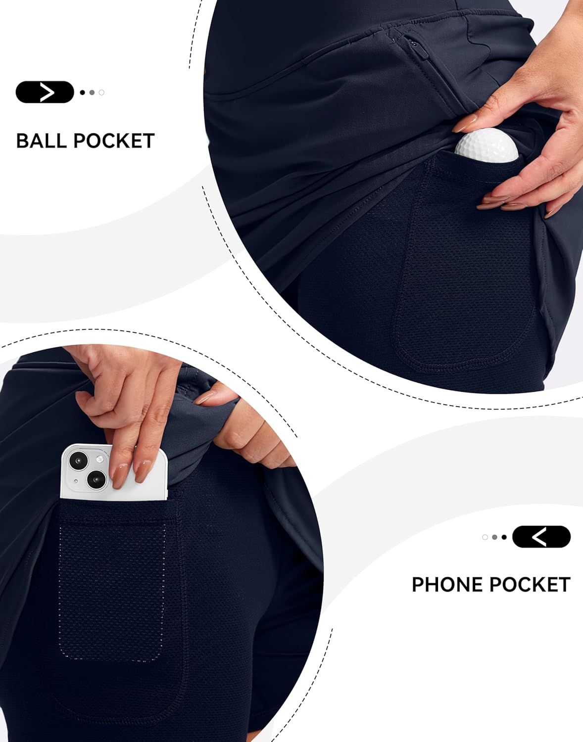 G Gradual Golf Skirts for Women Zipper Pockets High Waisted Skorts for Woman Tennis Athletic Workout Casual Summer