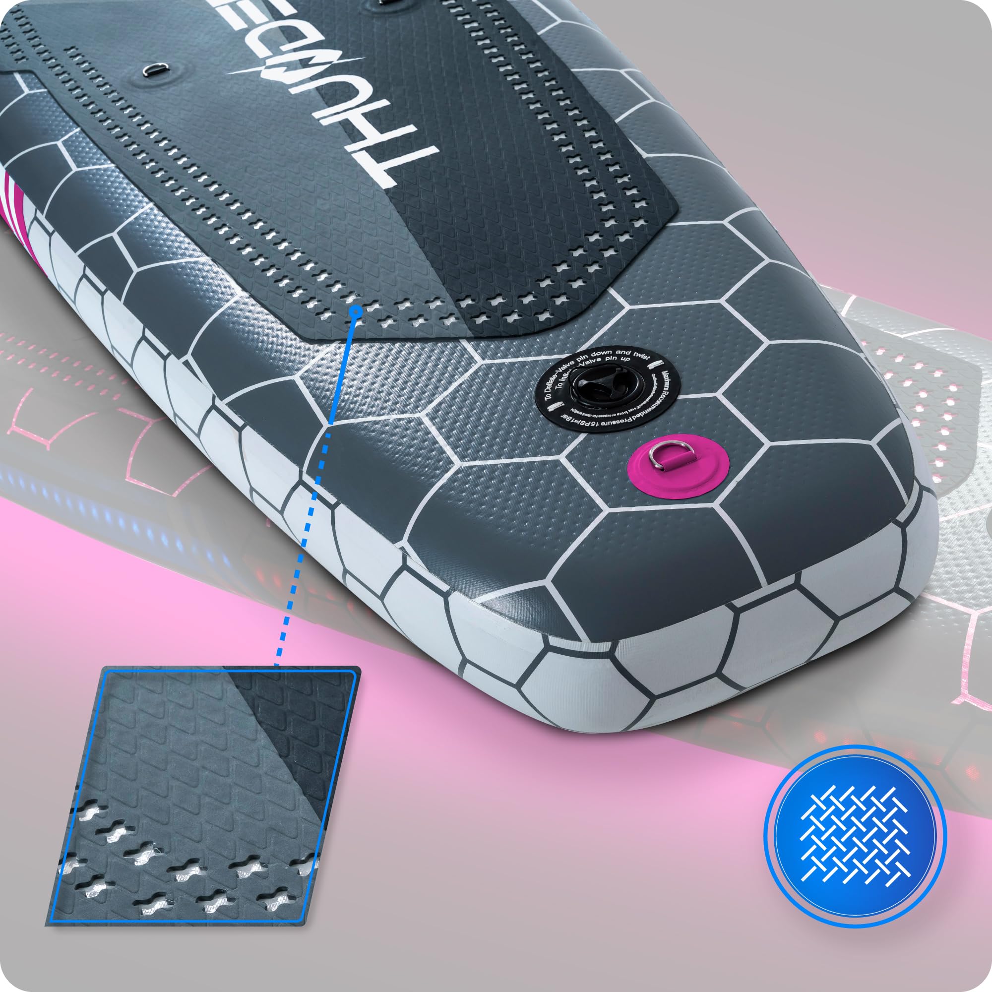 THUNDER Pro LED Sup Board 320 cm avec Siège Kayak – Stand Up Paddle Board Gonflable avec Éclairage RGB LED, Pompe, Pagaie & Sac à Dos – Set Sup jusqu'à 150 kg