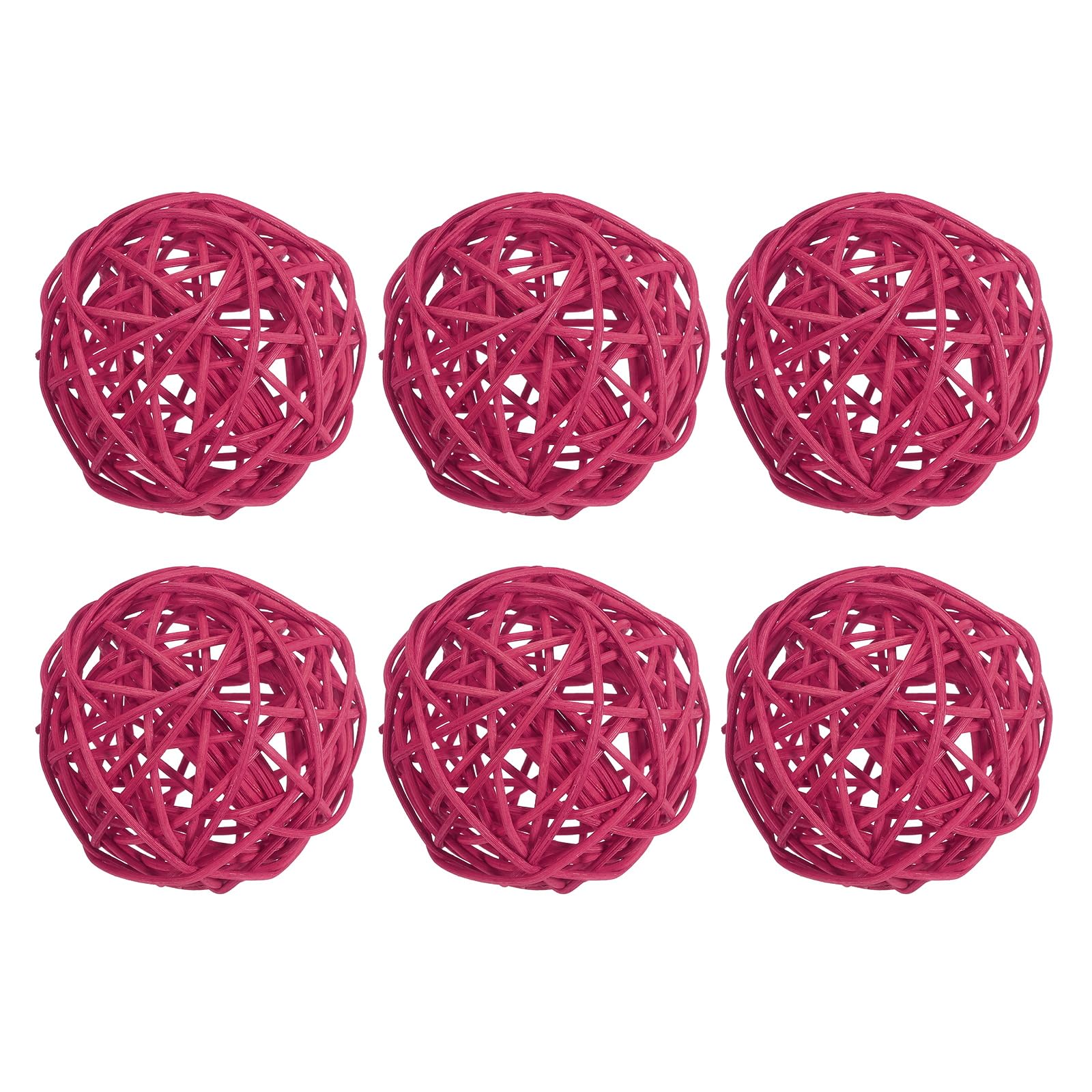 Boules en rotin tressé rose rouge 3 pouces PATIKIL pour déco table
