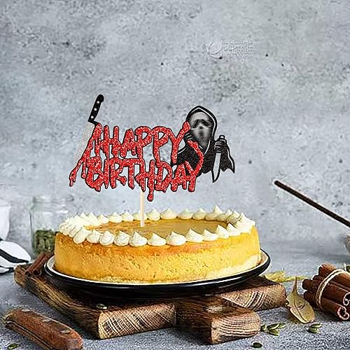 Miniatura 4 de Rsstarxi 1 paquete de decoración de pastel de cumpleaños Have a Killer para Halloween, feliz cumpleaños, decoración de pastel de película de terror,