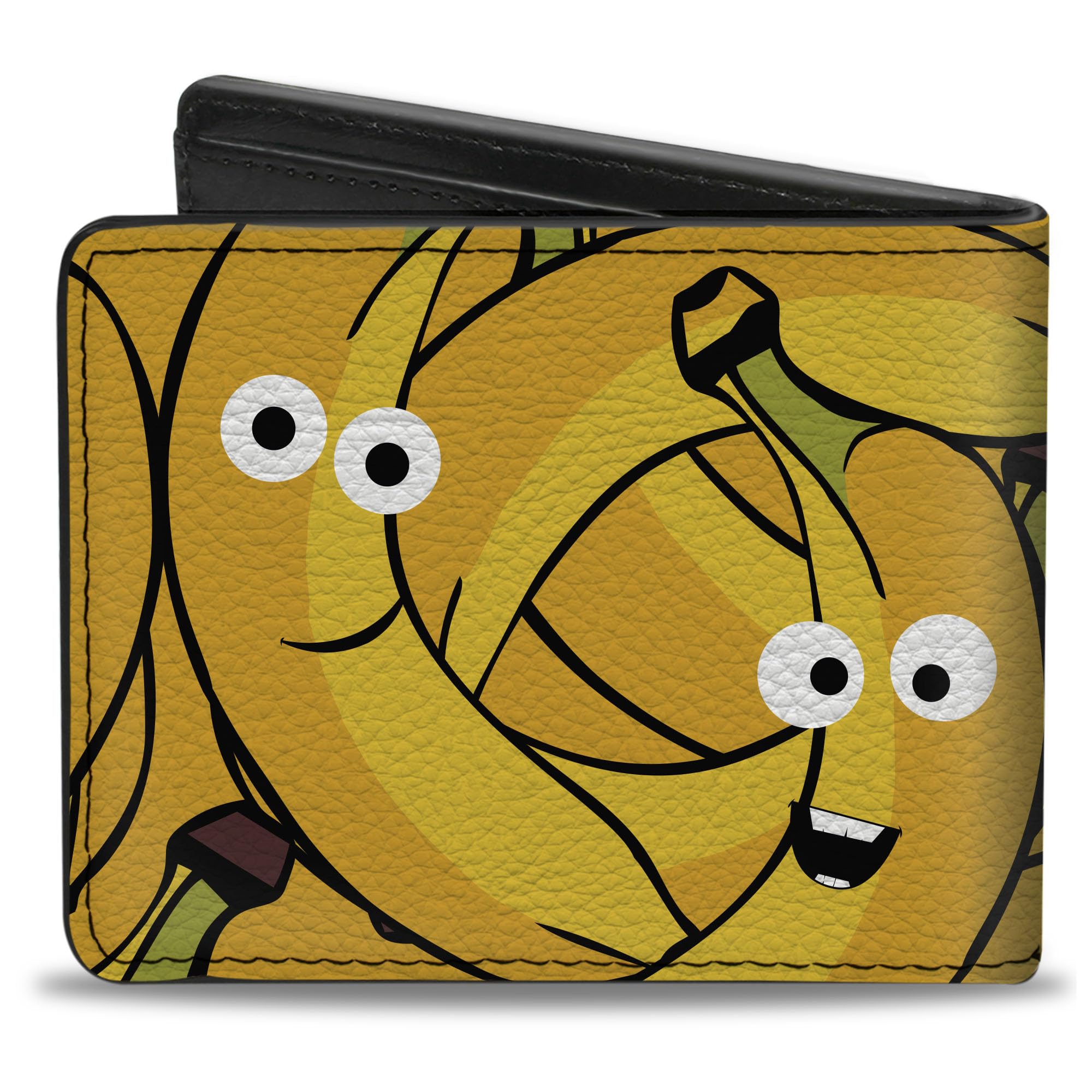 Buckle-Down Men's Wallet, Bifold, Bananas Stacked Cartoon Yellows, Vegan Leather, 4.0