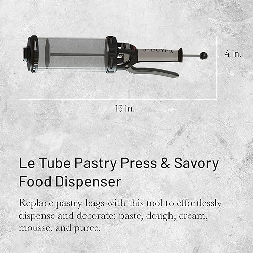 Miniatura 2 de de Buyer LE TUBE - Prensa para repostería, incluye 13 discos de galletas y dos puntas, fácil de usar, apta para lavavajillas y congelador, fabricada