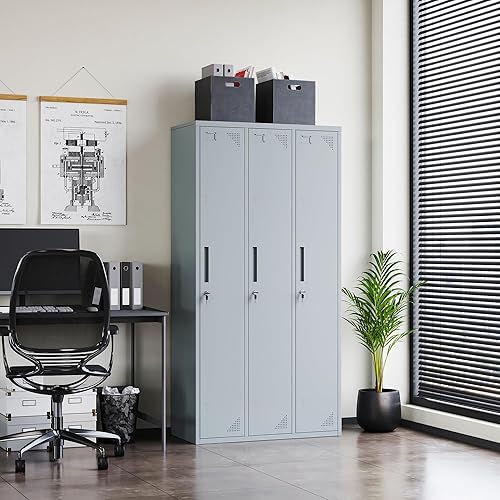 Vista 114 de Letaya Armario de almacenamiento de metal para empleados, armario organizador de acero con cerradura de 1 puerta para trabajo, escuela, gimnasio