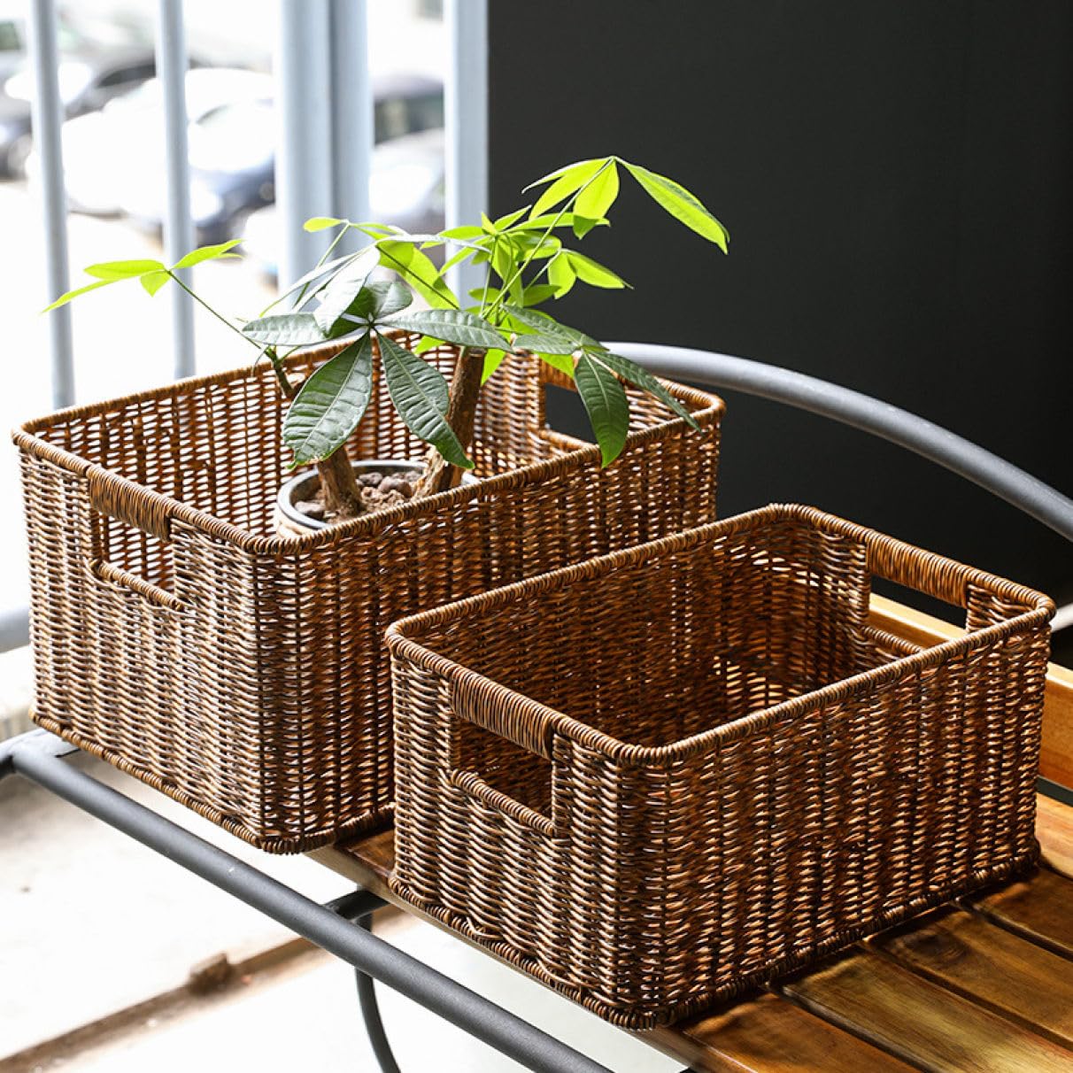 インテリア　籠 Amazon.co.jp: MJKQ9 バスケット 収納ボックス 約 幅31×奥行21×高さ